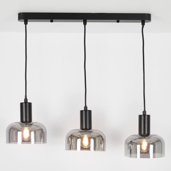 Modern pendant lamp, Black, 3-light - Pilka