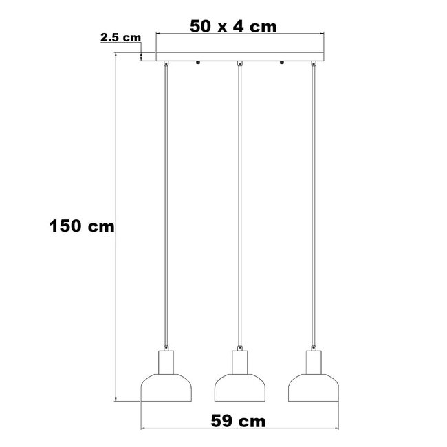 Modern pendant lamp, Black, 3-light - Pilka