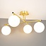 4-light ceiling light Nymo - gold with milk-white glass globes