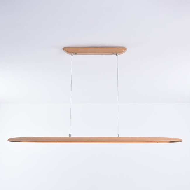Wooden 3-step dimmable pendant light Liora - elongated with integrated LED