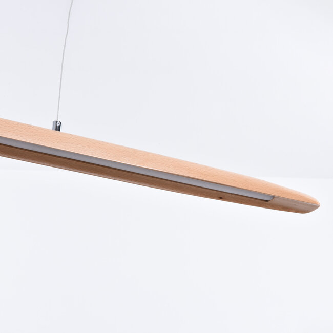 Wooden 3-step dimmable pendant light Liora - elongated with integrated LED