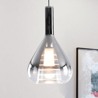 3-step dimmable pendant lamp in smoked glass - Lieve
