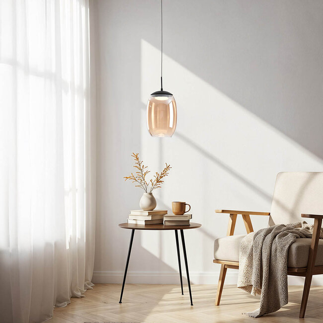 Pendant light Novi with 3-step dim and amber glass