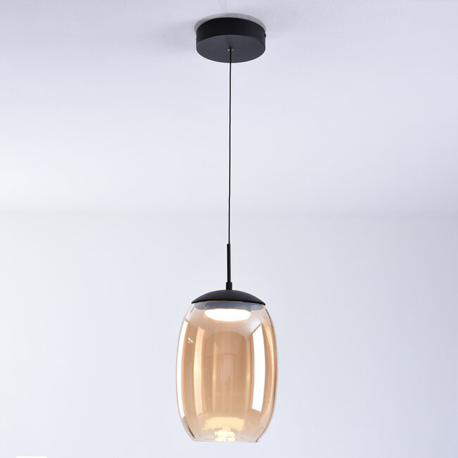 Novi pendant lamp with 3-step dimmer and amber glass