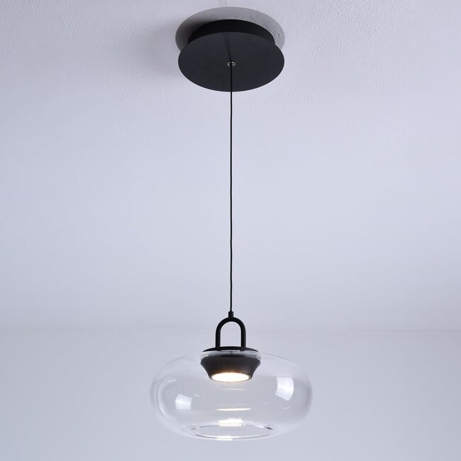 Pendant light with transparent glass globe Aylin - 3-step dimmable