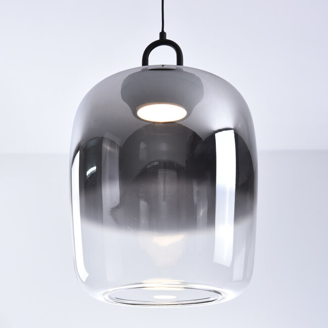Smoked glass pendant lamp with gradient and 3-step dimmable LEDs - Melody