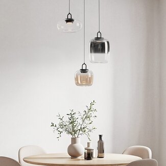 Art Deco pendant lamp, 3-step dimmable and different glass colours - Ceylin