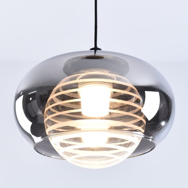 Pendant light Amani with smoked glass and 3-step dimmer