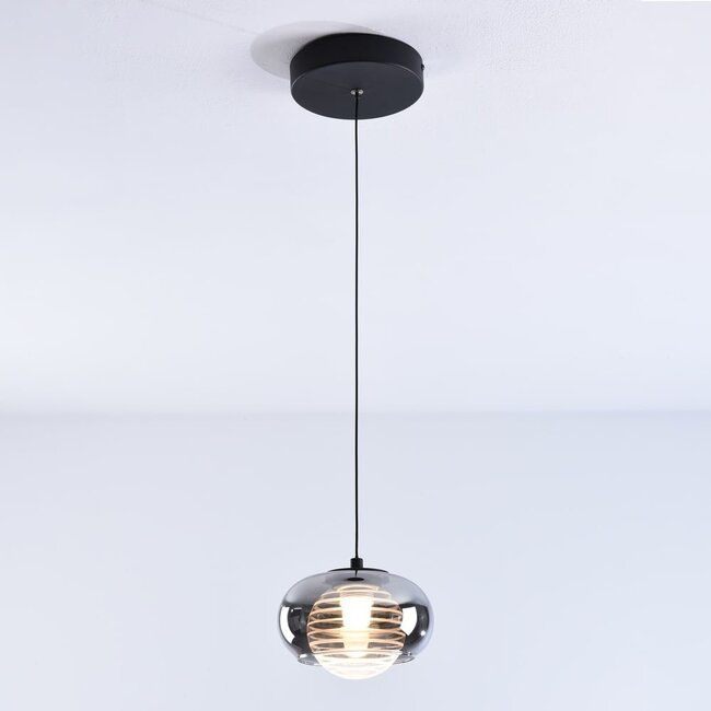 3-step dimmable pendant light Amani - smoked glass