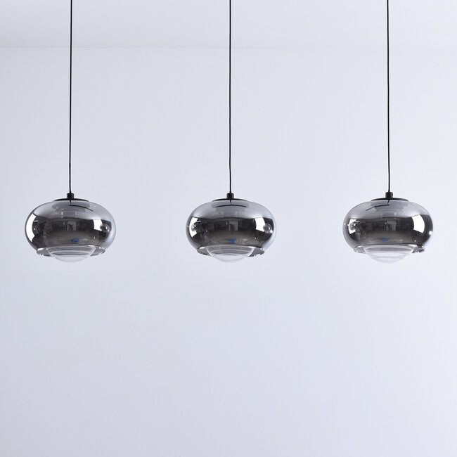 Pendant lamp with smoked glass and 3-step dimmable LEDs - Vive