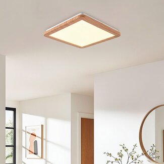 Ceiling lamp Emilie, wood look, 3-step dimmable, IP44