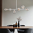 6-light pendant light Aster - white frame with clear glass globes