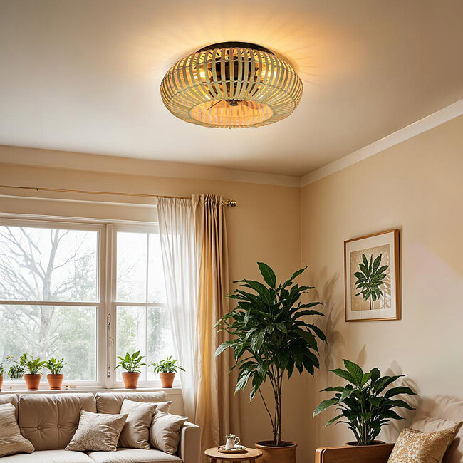 Bamboo ceiling fan with summer and winter mode - Paco