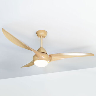 Wieke ceiling fan with LEDs and adjustable colour temperature - wood effect
