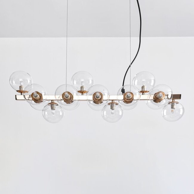 16-light pendant light Sunita - clear glass with gold