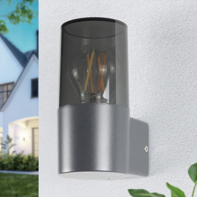 Modern wall lamp, smoked glass grey
