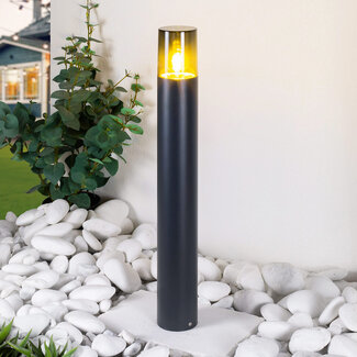 Modern standing outdoor lamp in smoked glass grey - Jenny