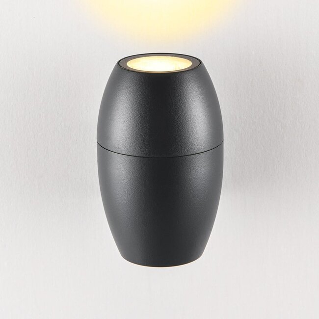 Oval outdoor wall light - black