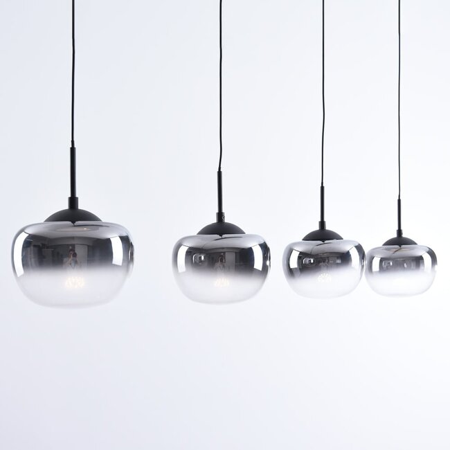 Black smoked glass pendant lamp with gradient and 3-step dimmable LEDs - Amina