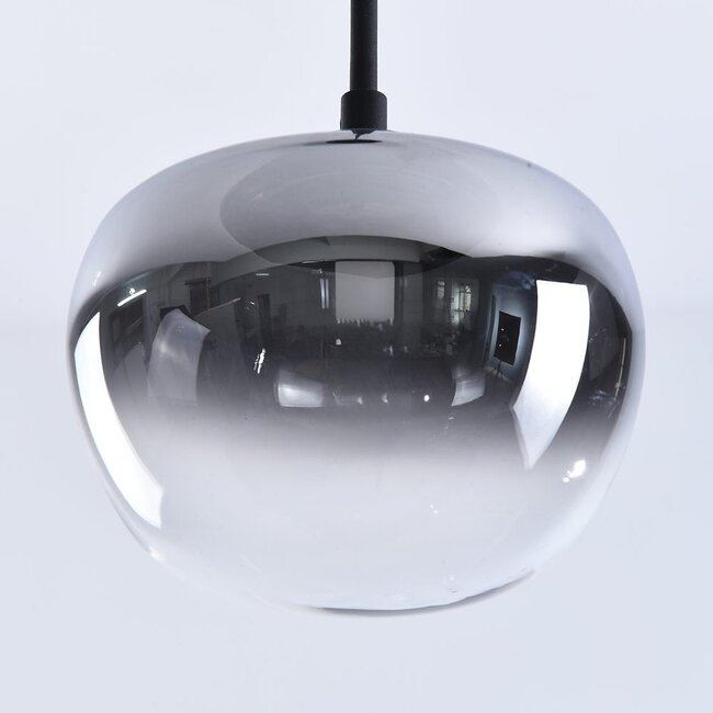 Black smoked glass pendant lamp with gradient and 3-step dimmable LEDs - Amina