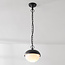 Black outdoor pendant lamp with opal white shade - Junia