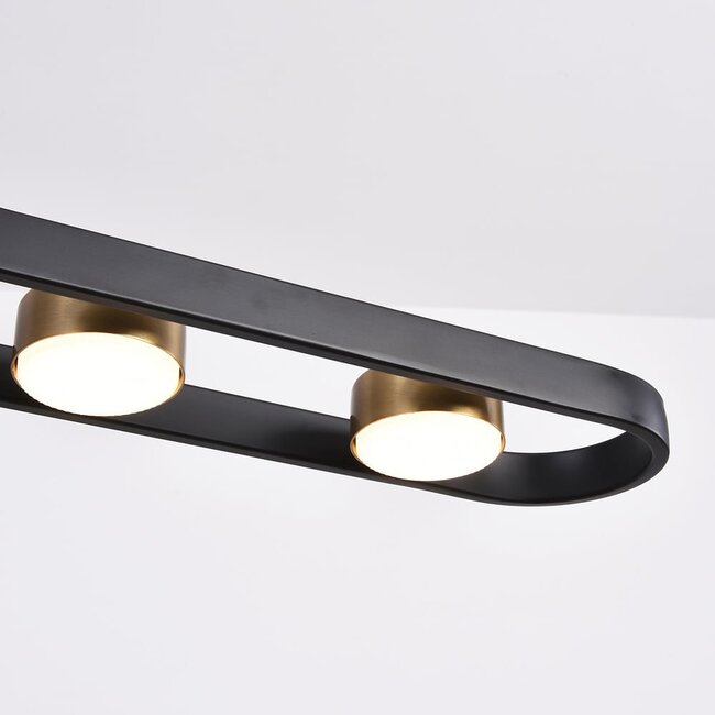 5-light pendant light Sesto - black with gold details