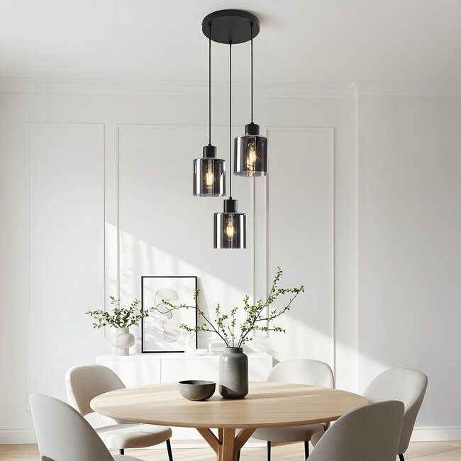 Designer lighting Pella, 3-light - smoked glass