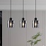 3-light pendant light Palaio - smoked glass and black