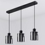 3-light pendant light Palaio - smoked glass and black