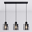 Black Palaio pendant lamp with smoked glass, 3-light