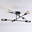 Black Agios ceiling lamp with smoked glass, 6-light