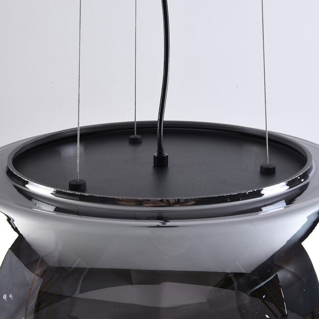 3-light pendant light Serres - smoked glass and black