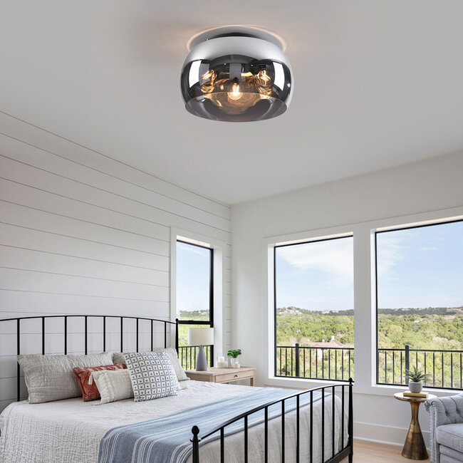 Ceiling lamp with smoked glass, 3-light - Selin