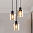 3-light pendant light Pella - amber glass and black