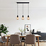 Black Palaio pendant lamp with Amber glass, 3-light