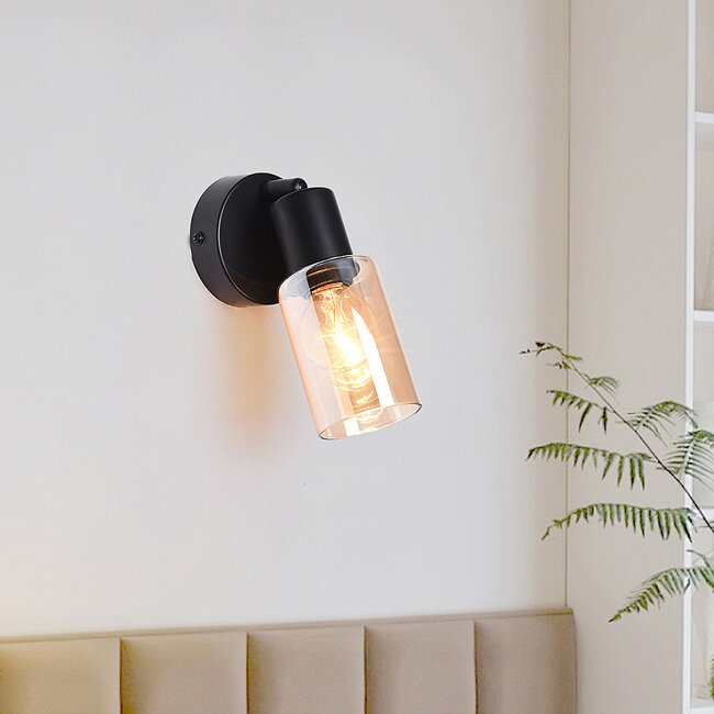 Wall spotlight Atica with amber glass - swivelling