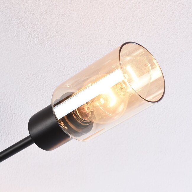 Black Agios ceiling lamp with Amber glass, 6-light