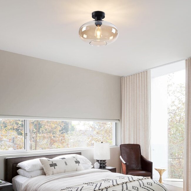 Ceiling light Veda with amber glass