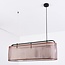 Pendant lamp with leather shade, 3-light - Marrone