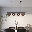 4-light pendant light Morandi - black with semi-open smoked shades