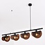 4-light pendant light Morandi - black with semi-open smoked shades