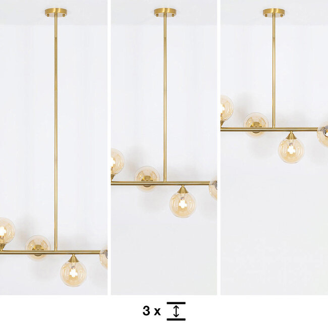 Aster pendant lamp - Gold with Amber glass