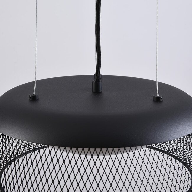 Black pendant lamp with open shade and dimmable LEDs - Milani