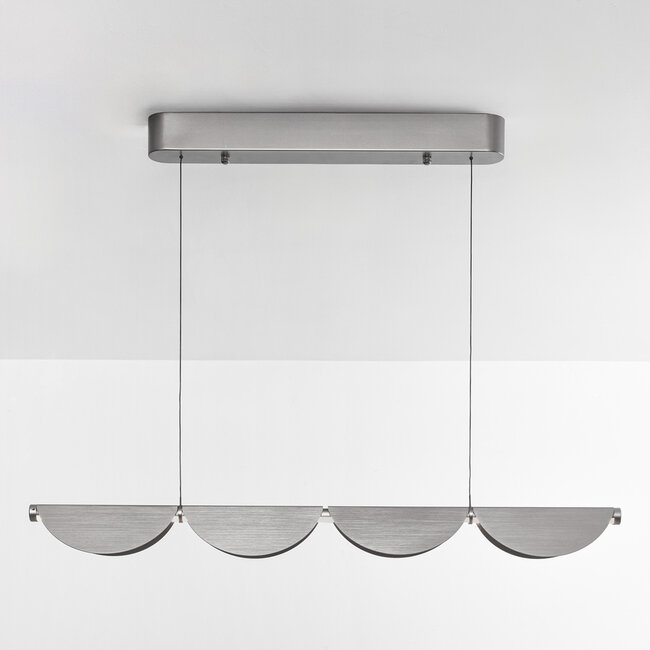 Adjustable designer pendant lamp with 3-step dimmable LEDs, brushed grey - Mirai