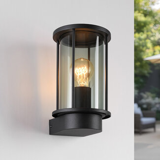 Outdoor wall lamp with smoked glass, Peije - Black