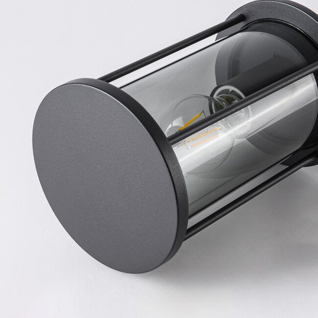 Standing outdoor lamp with smoked glass - Penn - Black 60 cm