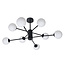 Designer Black ceiling lamp with opal white glass - 8-light Idaho