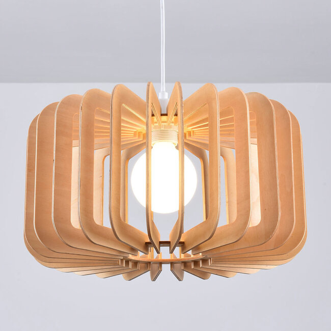 Wooden pendant light Inzai - round