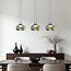 3-step dimmable 3-light pendant light Gujo - smoked glass and black