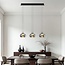 3-step dimmable 3-light pendant light Gujo - smoked glass and black